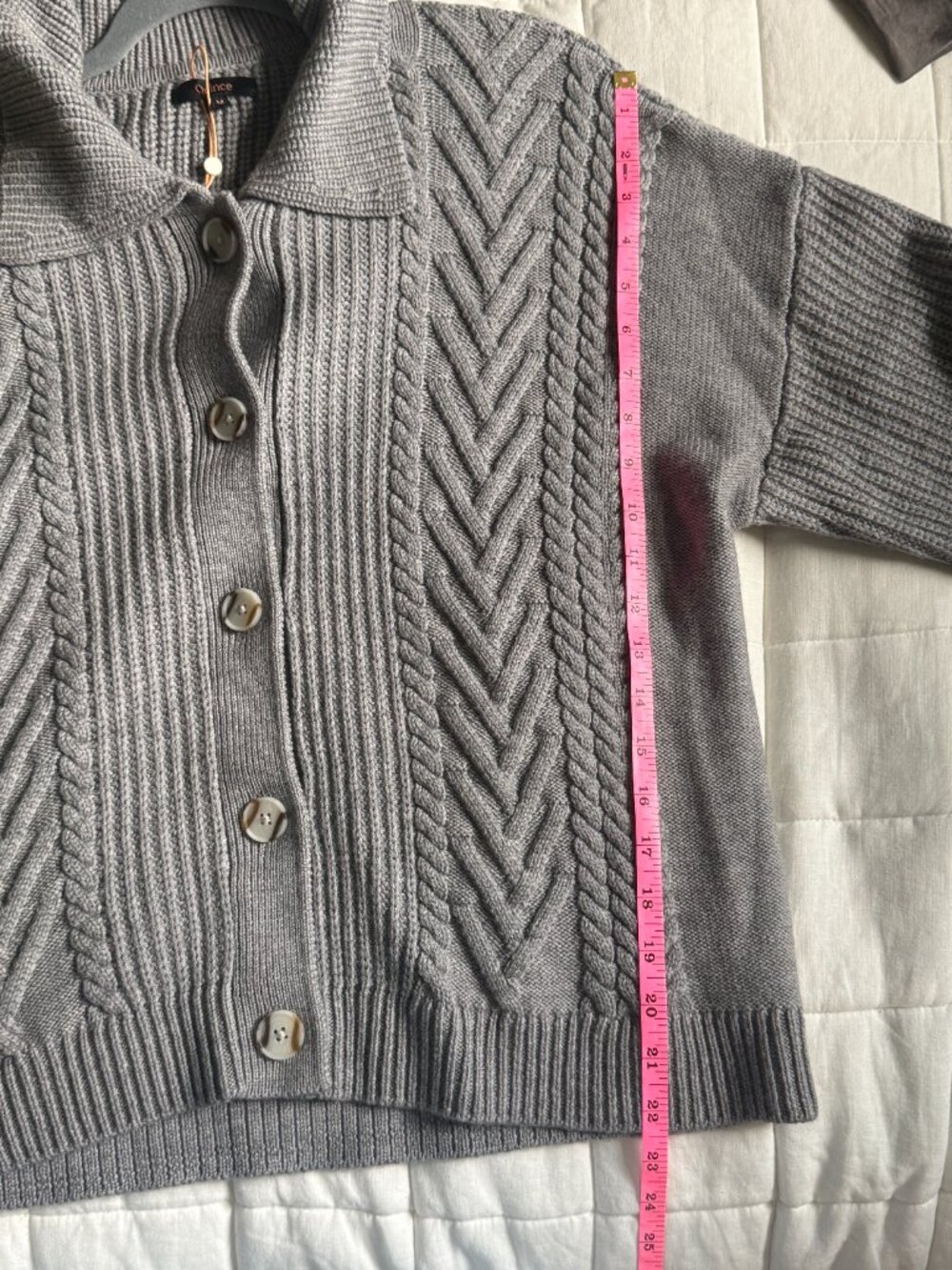 NWT Quince Australian Merino Wool Collared Cardigan Gray Medium - Picture 5 of 8